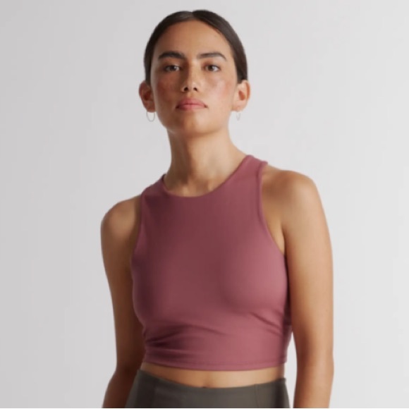 Ultra-Form High-Neck Cropped Tank in Rose - Picture 3 of 4